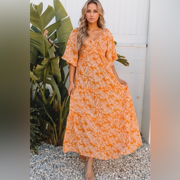 Dresses Floral Orange Maxi Dress Poshmark — free download